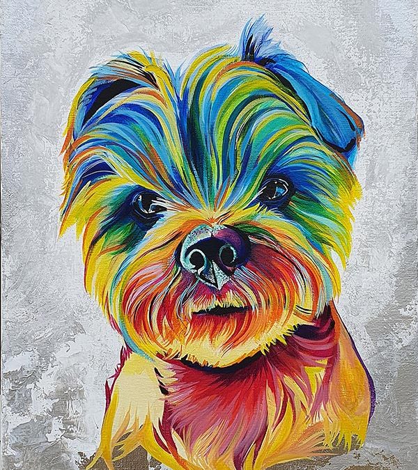 Portrait peint de chien