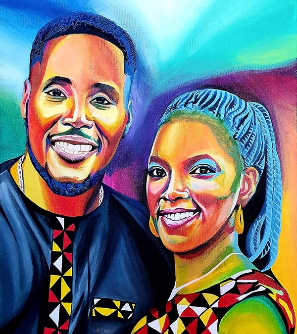 Toile peinte de couple « Tierouna et Goundo »